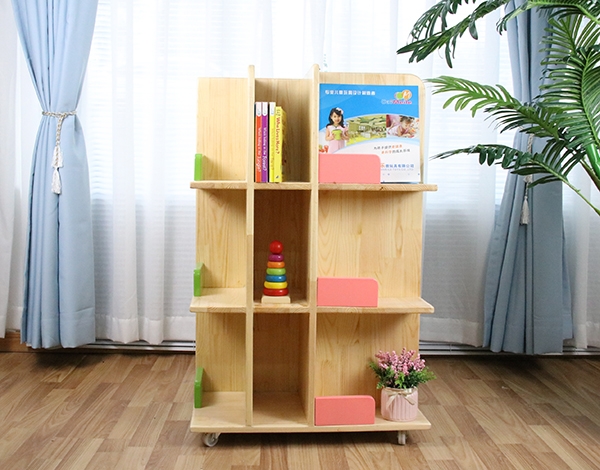 天津幼儿园家具实木书架植物架组合架