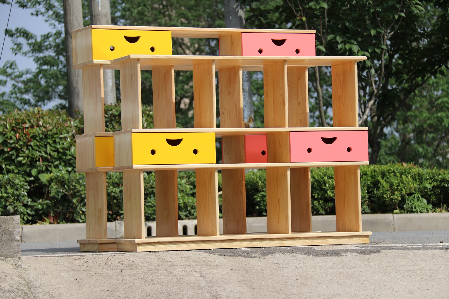 幼儿园实木家具收纳置物架组合