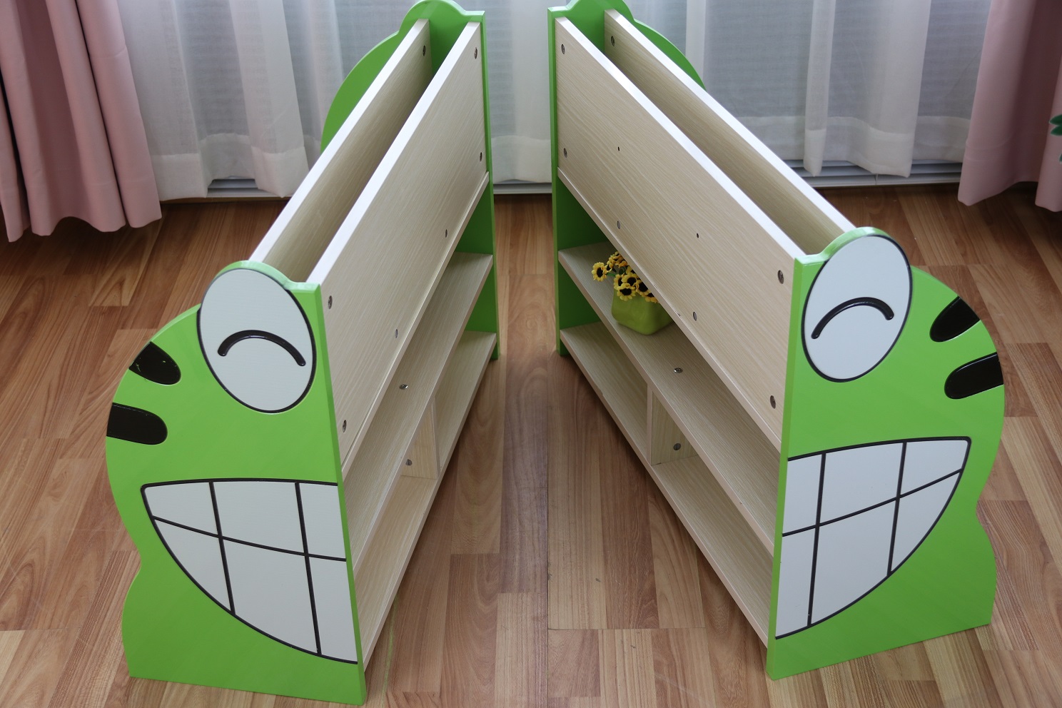 幼儿园实木家具组合移动书架柜