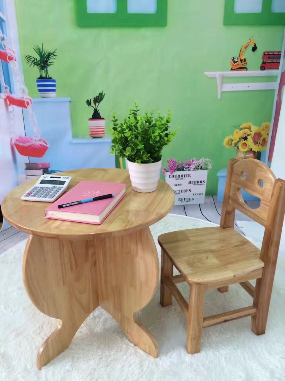 实木幼儿园圆凳家具