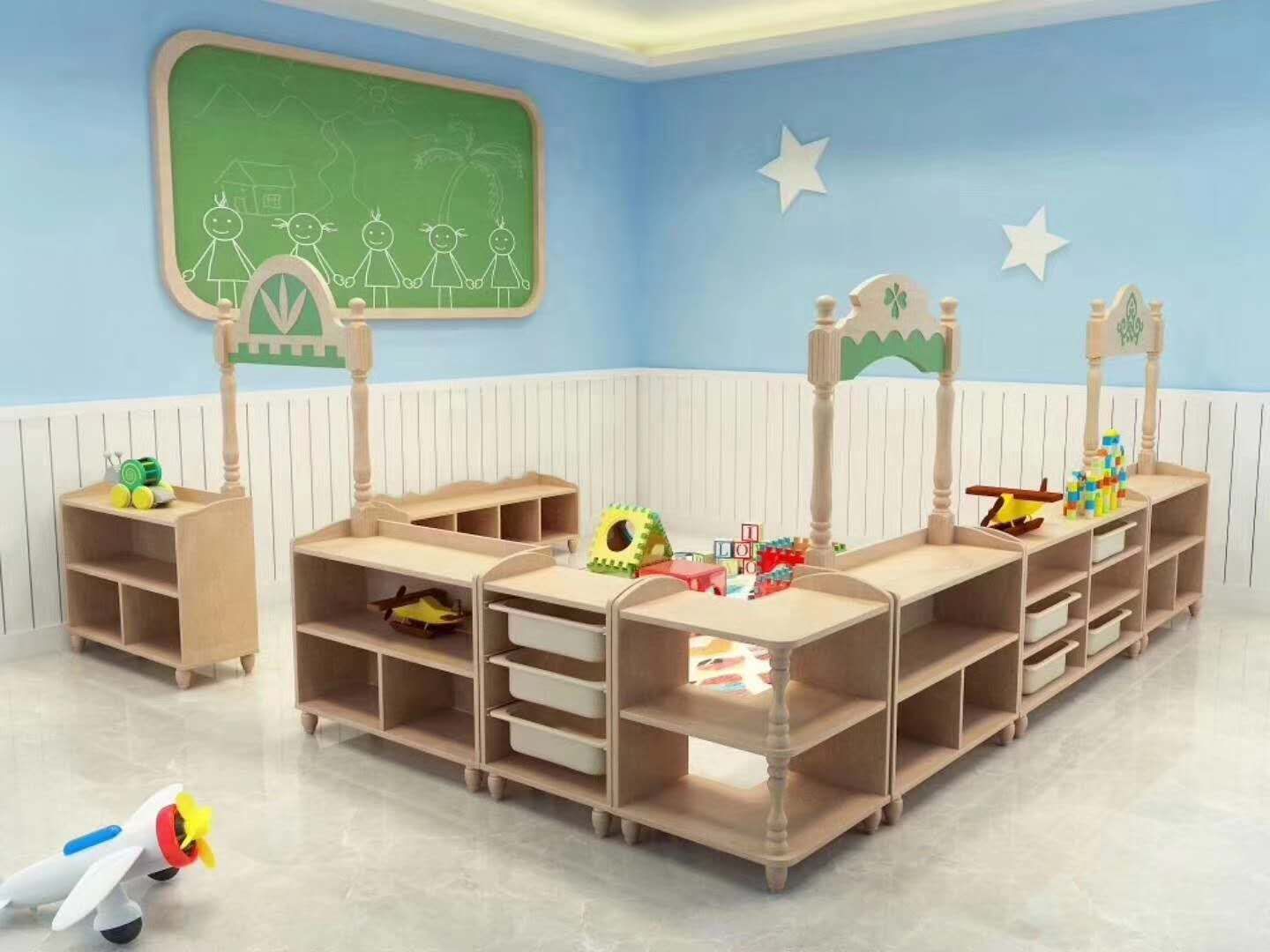 幼儿园木质家具区域活动组合柜