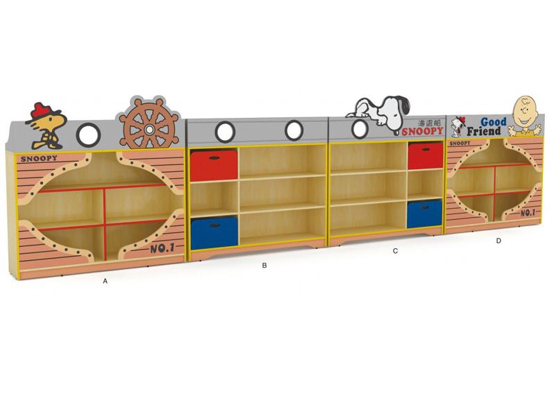 大型实木幼儿园区域组合柜